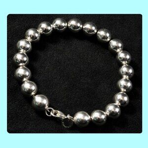 Tiffany & Co. 925 Sterling Silver 8" Long 10mm Ball Bead Chain Hardwear Bracelet